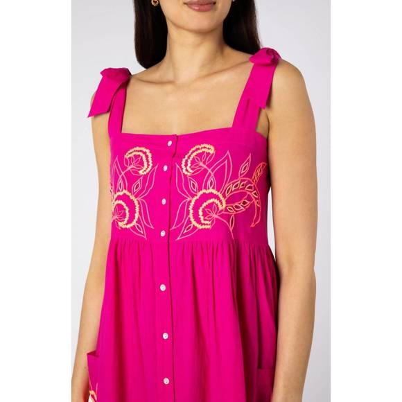 NEW JULIET DUNN cut out tie dress in fuchsia - Picture 2 of 3